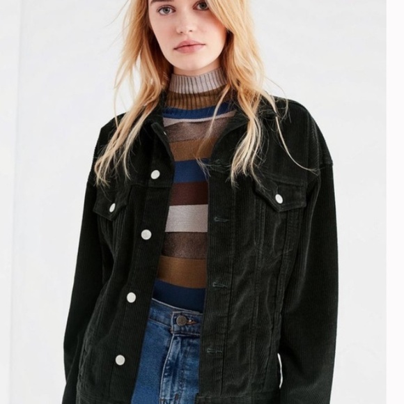 Urban Outfitters BDG Hooper Black Western Corduroy Trucker Jacket Shacket M/L